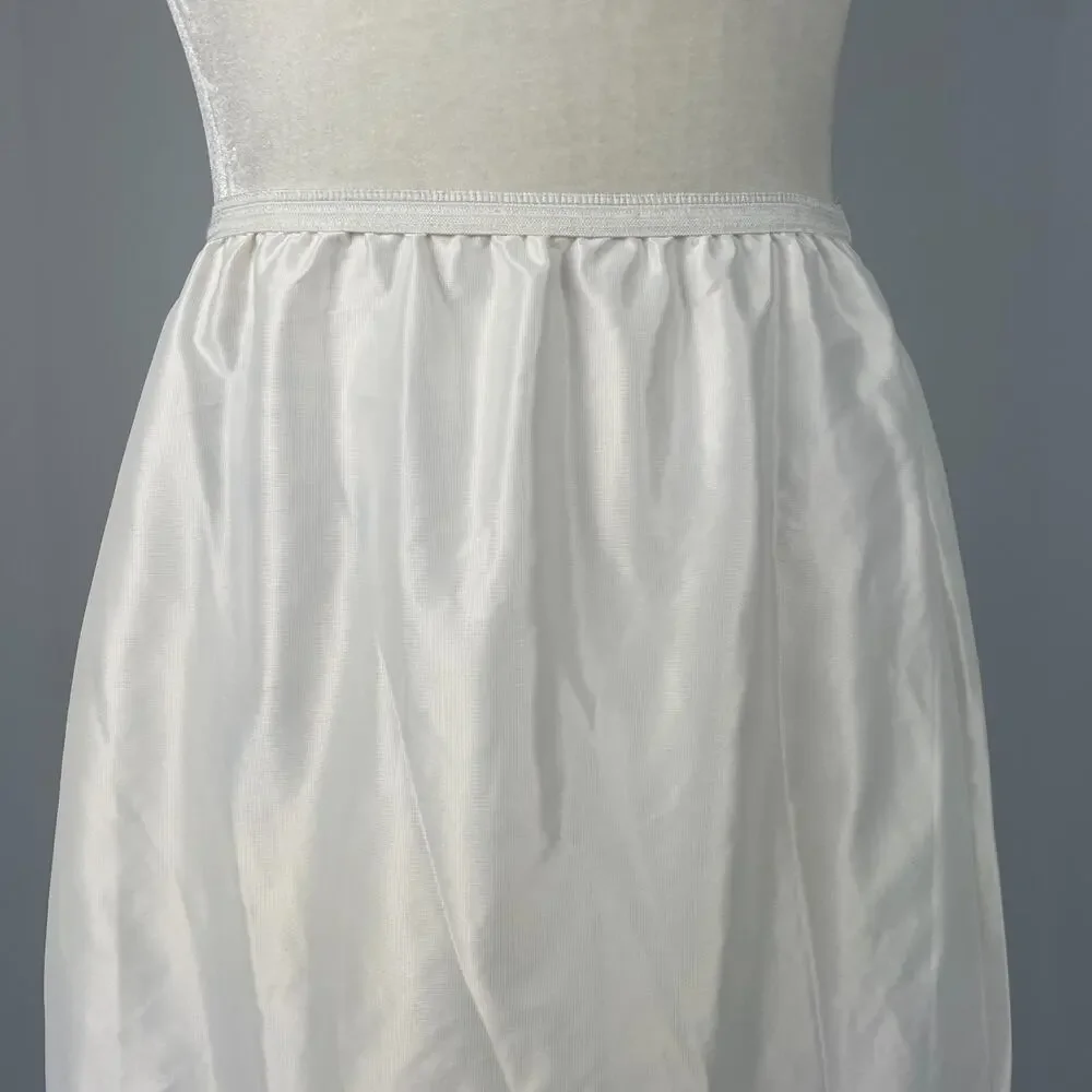 Vintage Lorraine Half Slip Size Small White Silky Shiny Long Maxi Side Slit 70s
